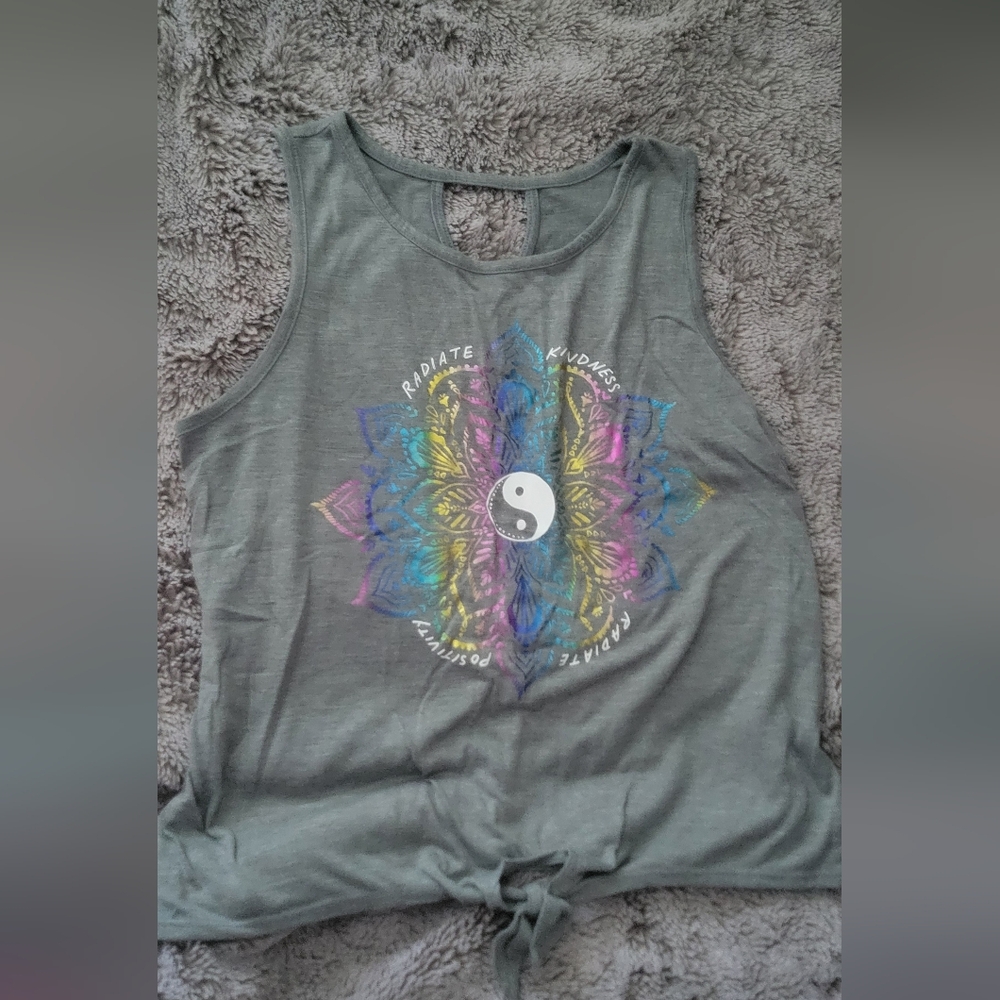 Chic Gray Tank Top with Vibrant Mandala